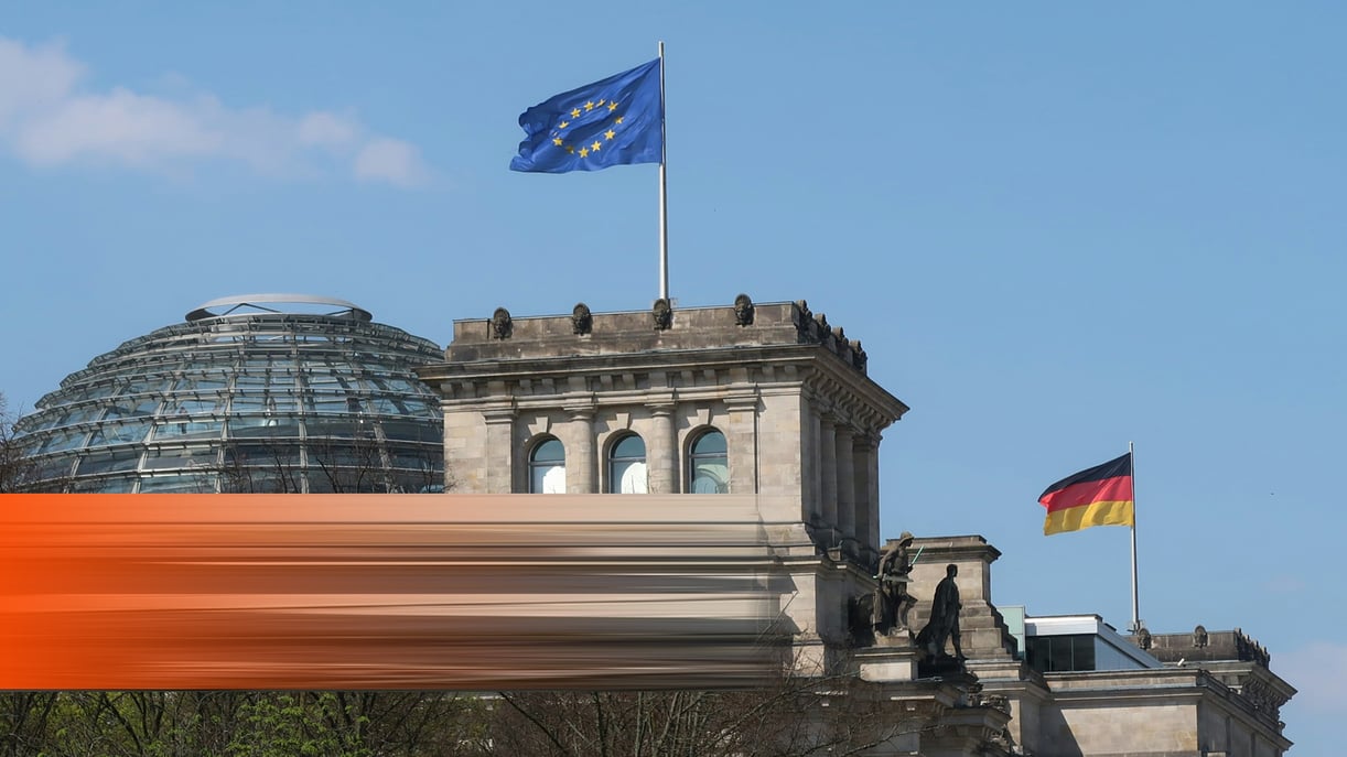German and EU flags on Reichstag building