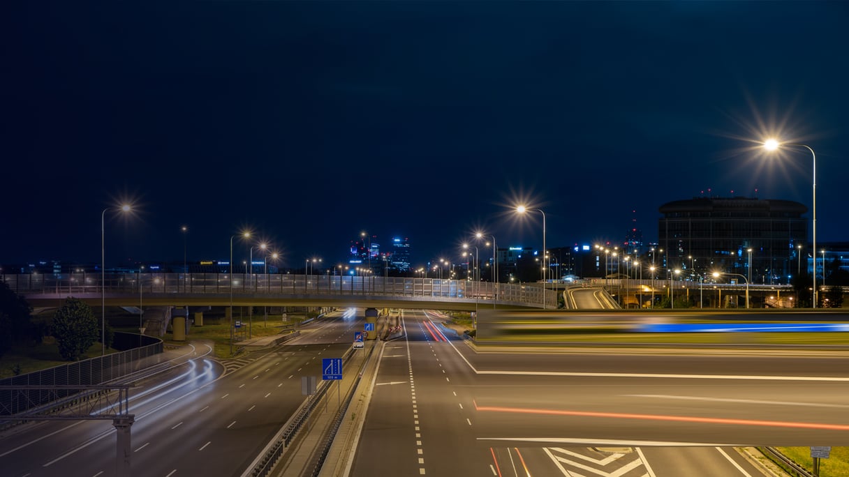 AWV_Illuminated Urban Flow- Clear Night, Mokotows Hustle - Warsaw Panorama By YanMednis_envato