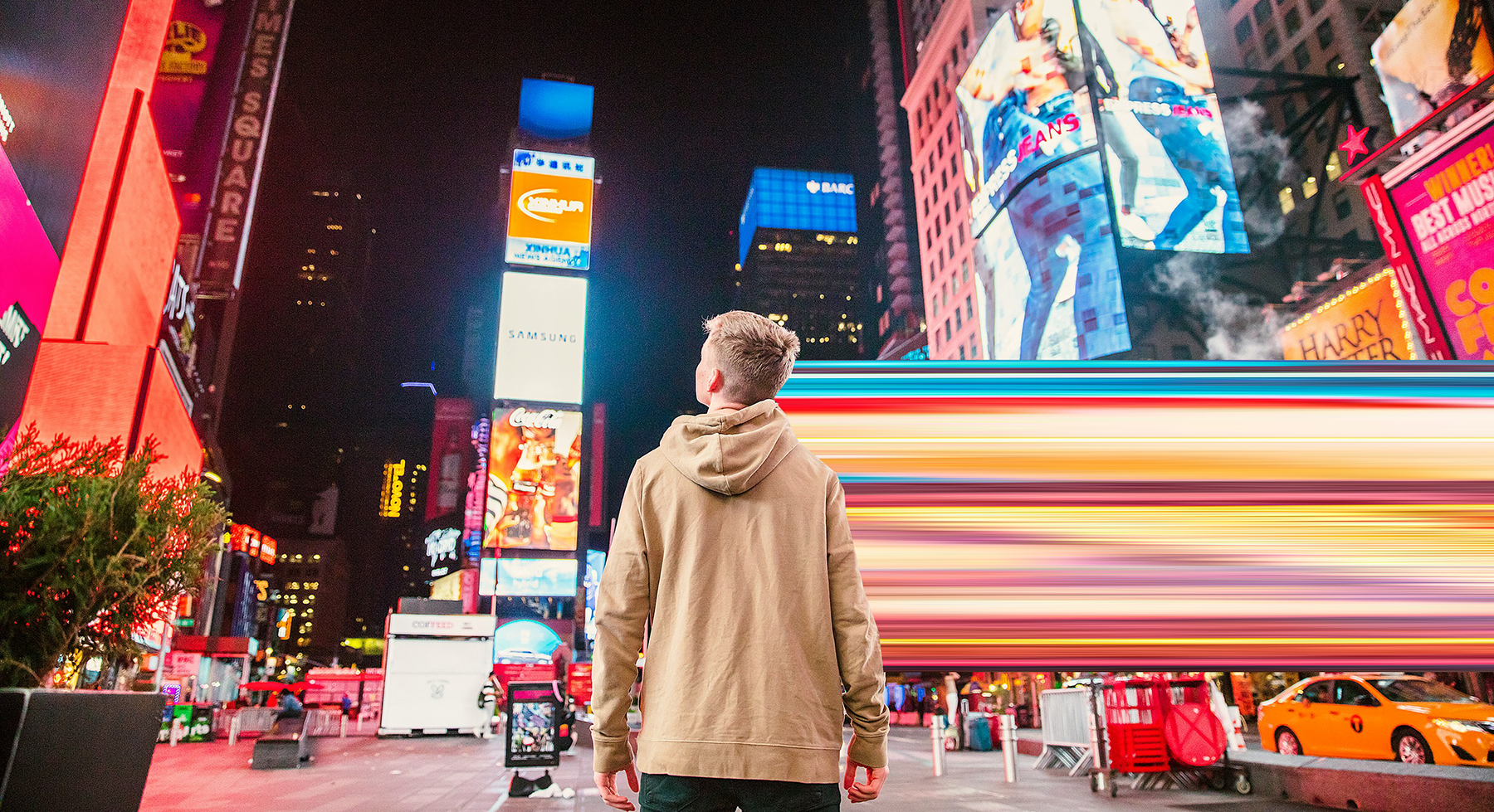 Young man time square